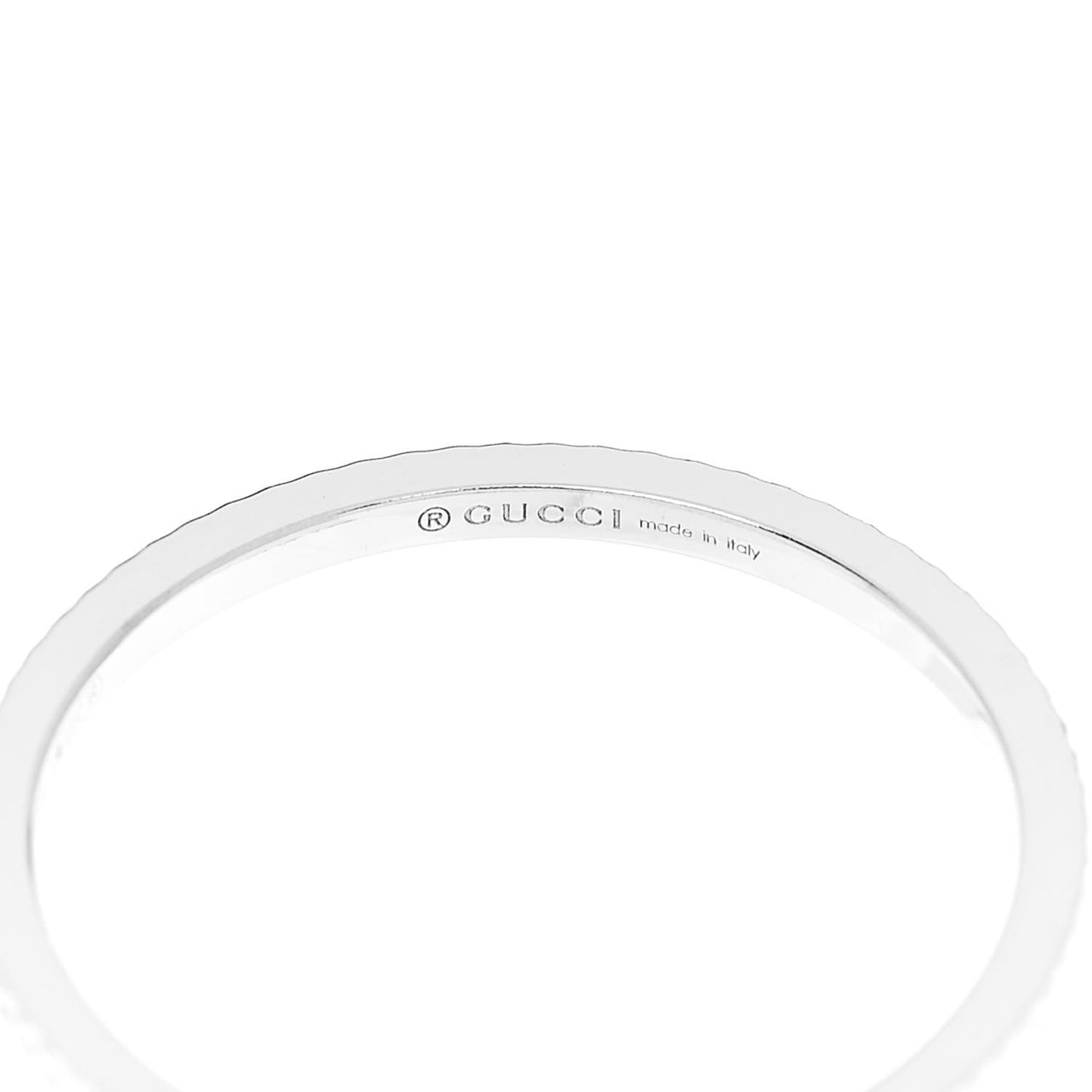 18K White Gold Diamond Running G Charm Ring 49 5