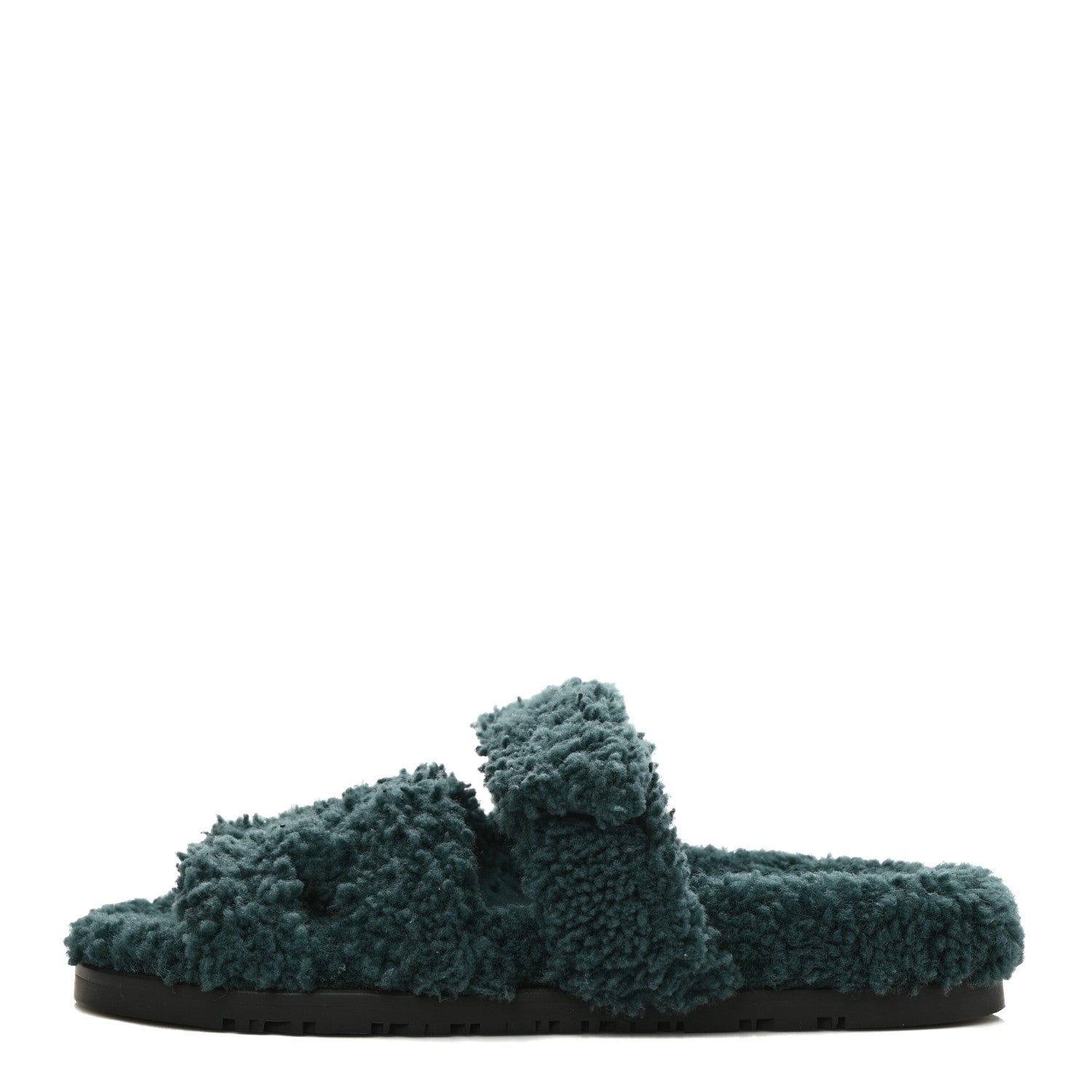 Hermes Woolskin Womens Chypre Sandals 36.5 Vert Anglais 1 of 8