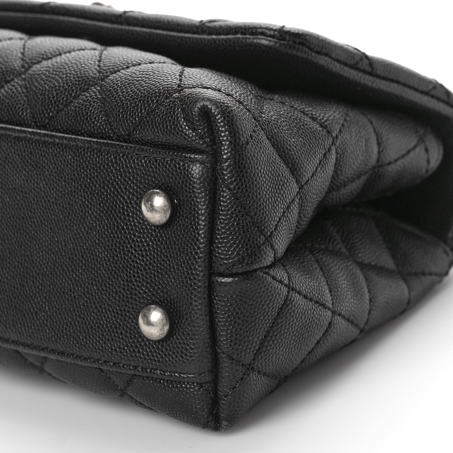 Caviar Lizard Embossed Quilted Mini Coco Handle Flap Black