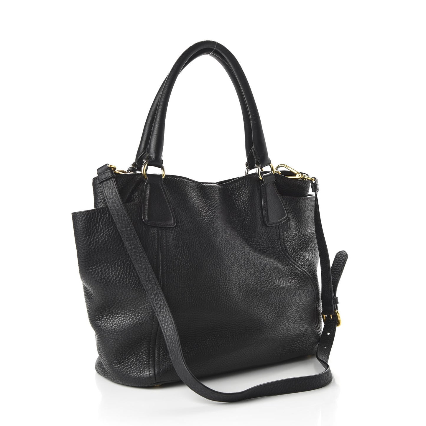 Vitello Daino Side Pocket Tote Black