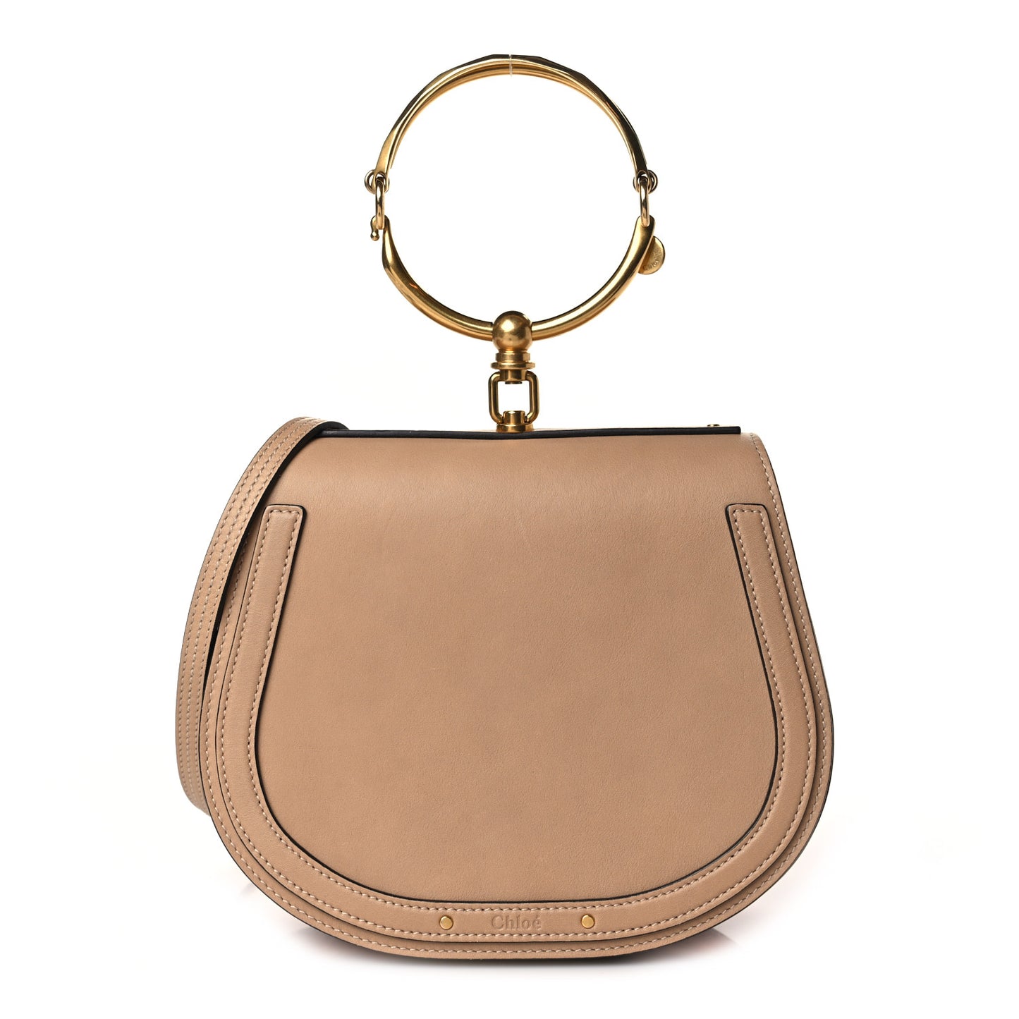 Calfskin Suede Small Nile Bracelet Bag Biscotti Beige