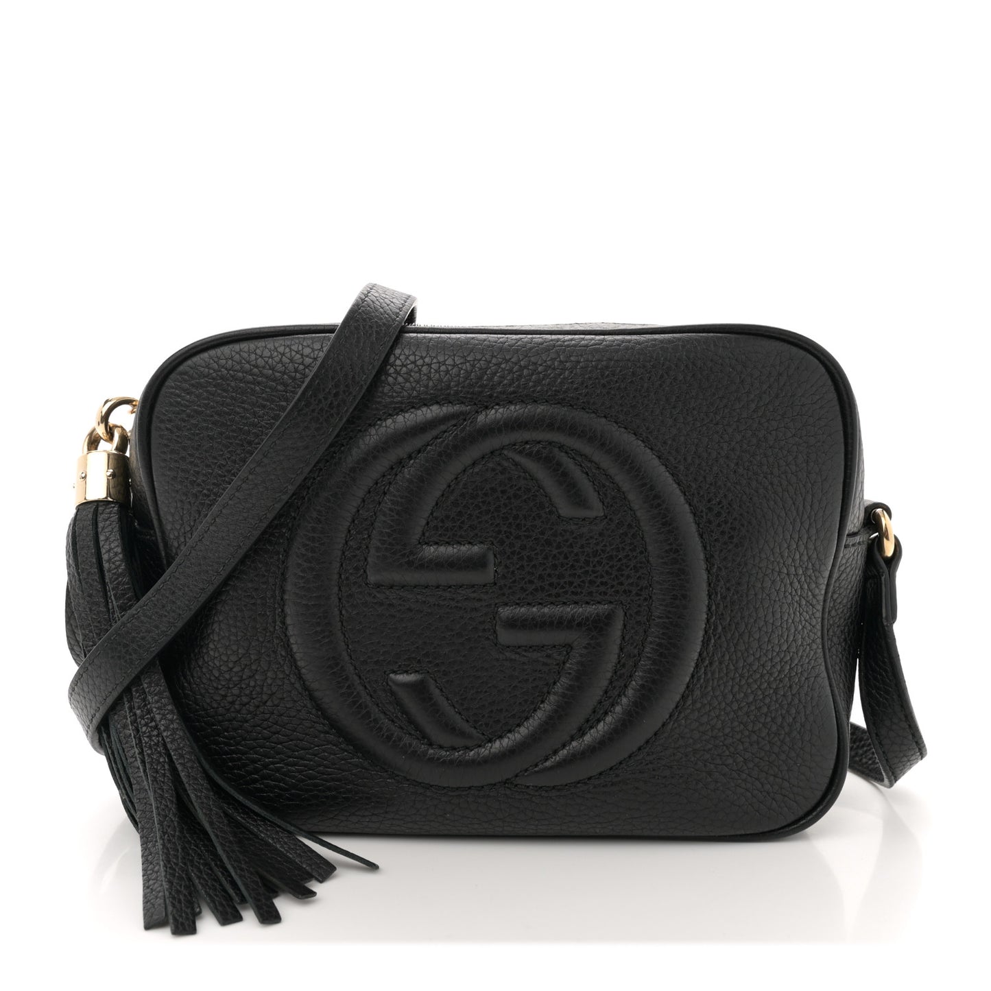 Pebbled Calfskin Small Soho Disco Bag Black