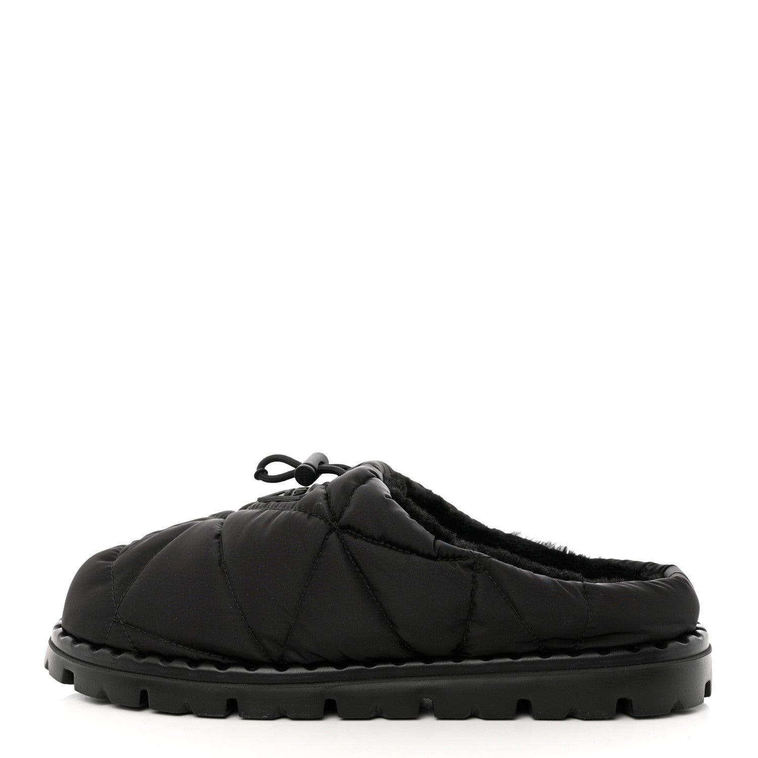 Prada Re-Nylon Piuma Triangle Logo Padded Drawcord Rush 20mm Slippers 39.5 Black 1 of 8