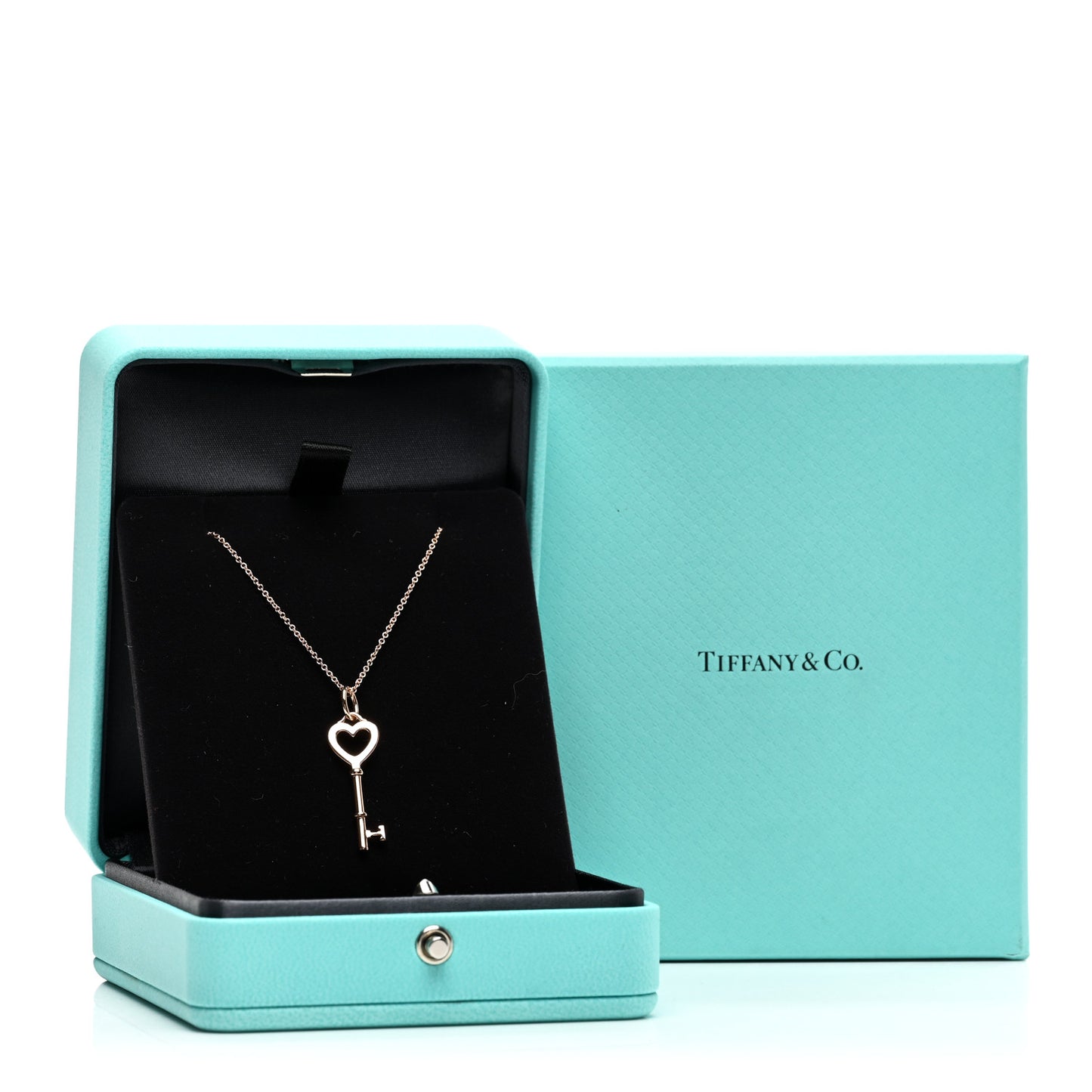 18K Rose Gold Mini Heart Key Pendant Necklace