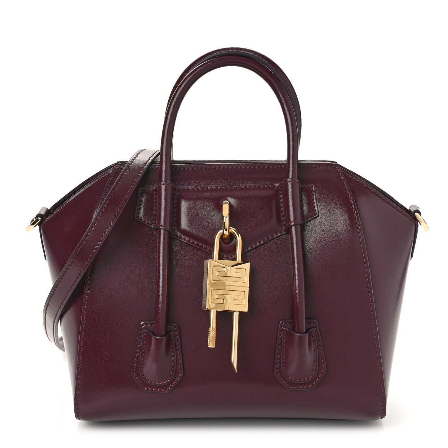 Box Calfskin Mini Lock Antigona Oxblood Red