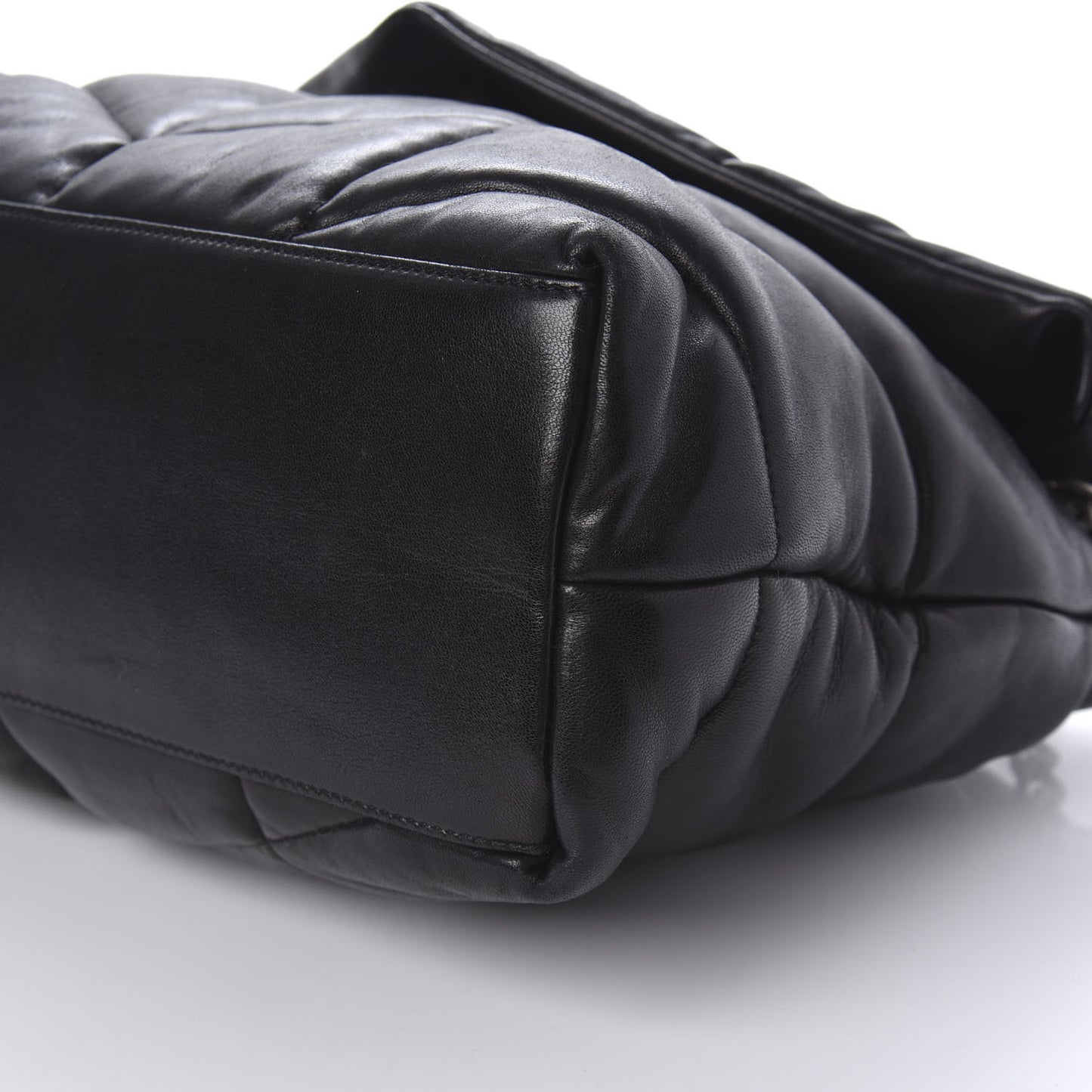Lambskin Quilted Medium Loulou Puffer Monogram Chain Satchel Black