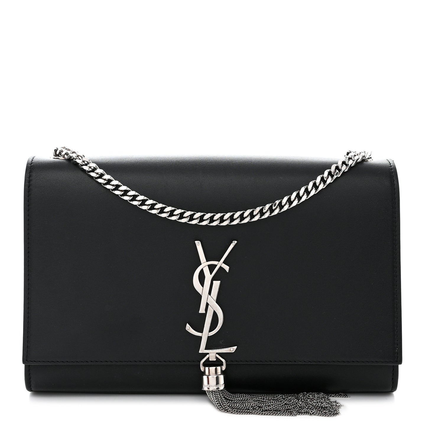 Smooth Calfskin Medium Classic Monogram Kate Tassel Satchel Black