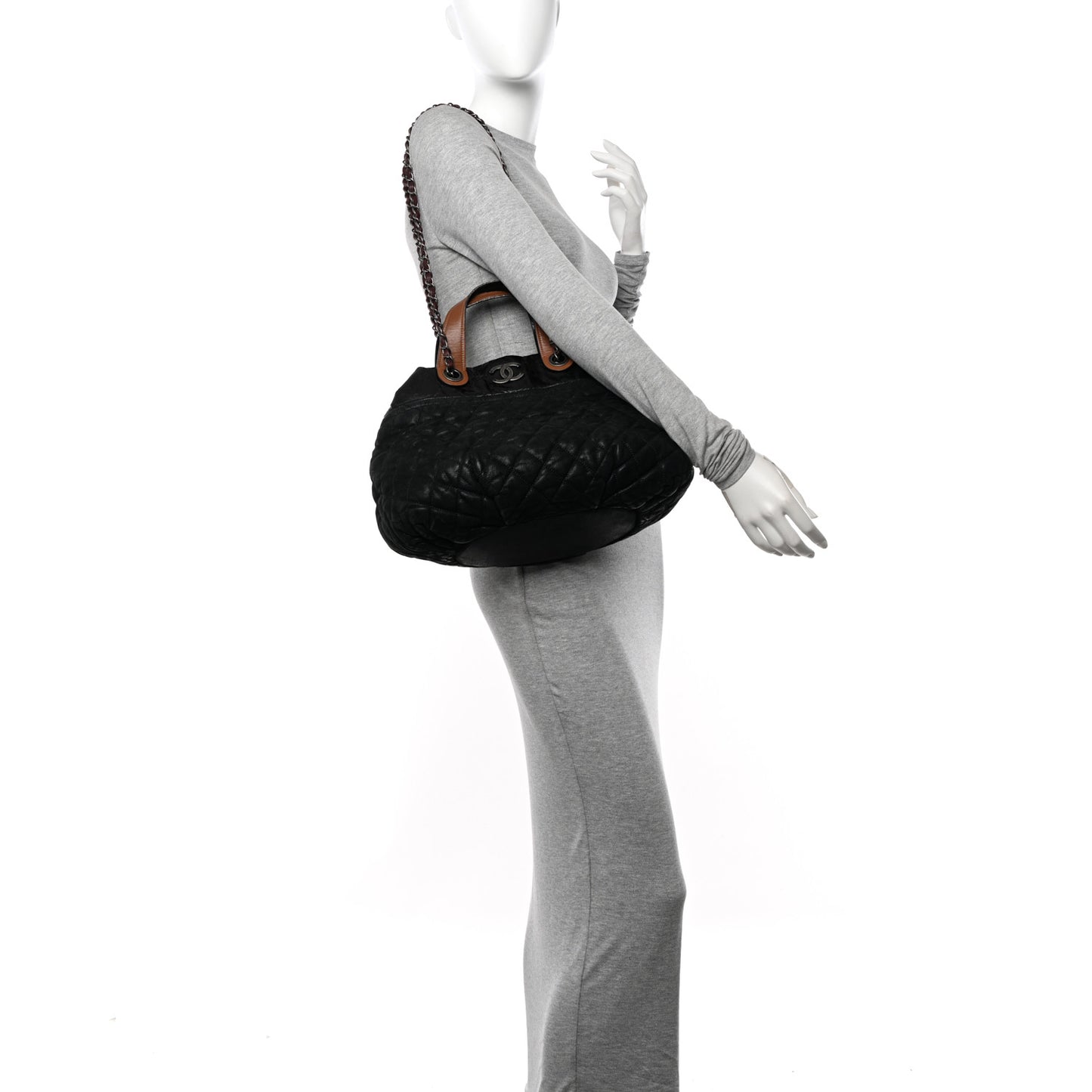 Iridescent Calfskin Small In The Mix Tote Black