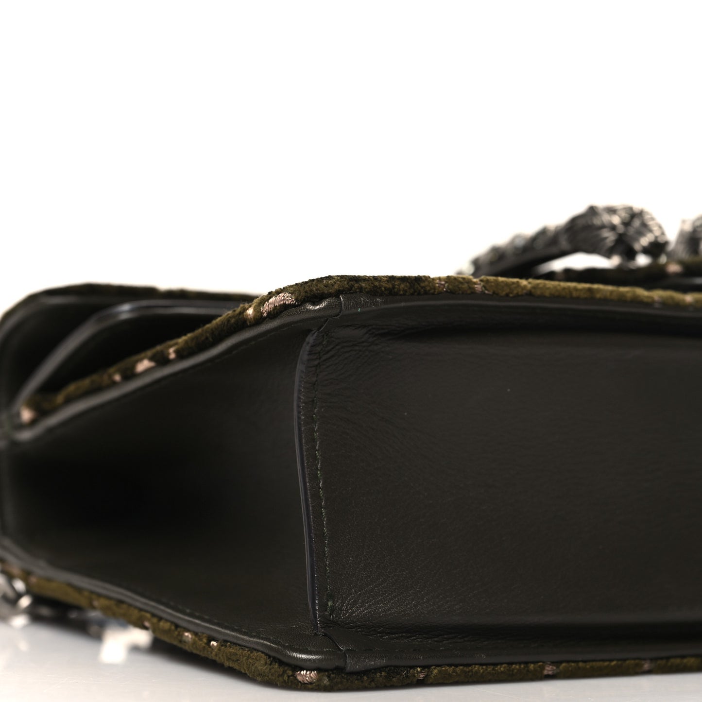 Velvet Moon Calfskin Crystal GG Monogram Small Dionysus Shoulder Bag Dark Olive Rose Gold