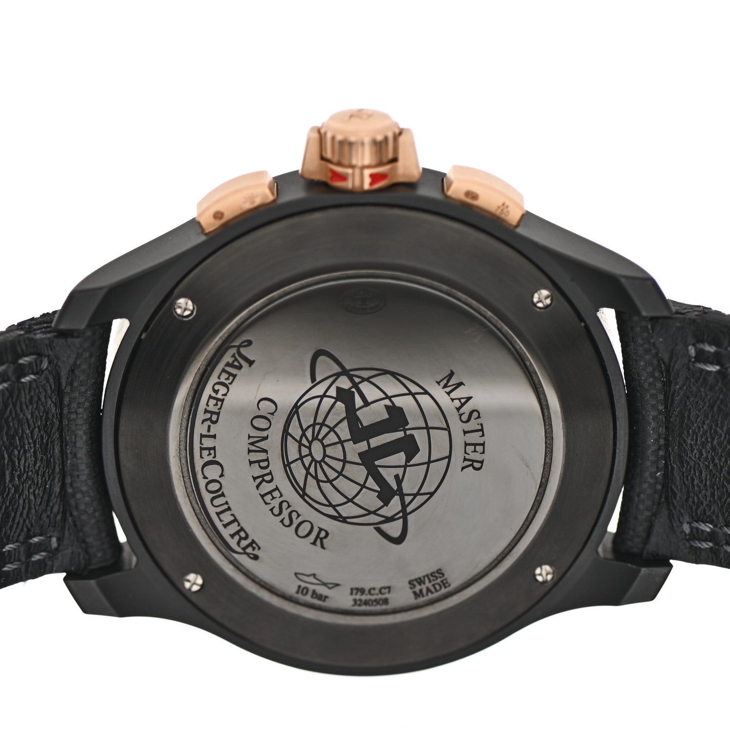 Ceramic 18K Rose Gold Nylon 46mm Master Compressor Chronograph Automatic Watch Black Q205L570