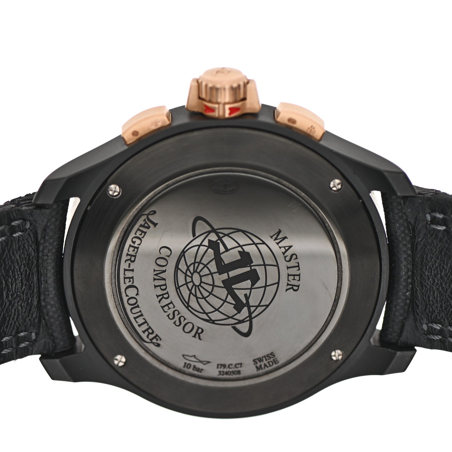 Jaeger-LeCoultre Ceramic 18K Rose Gold Nylon 46mm Master Compressor Chronograph Automatic Watch Black Q205L570 4 of 5