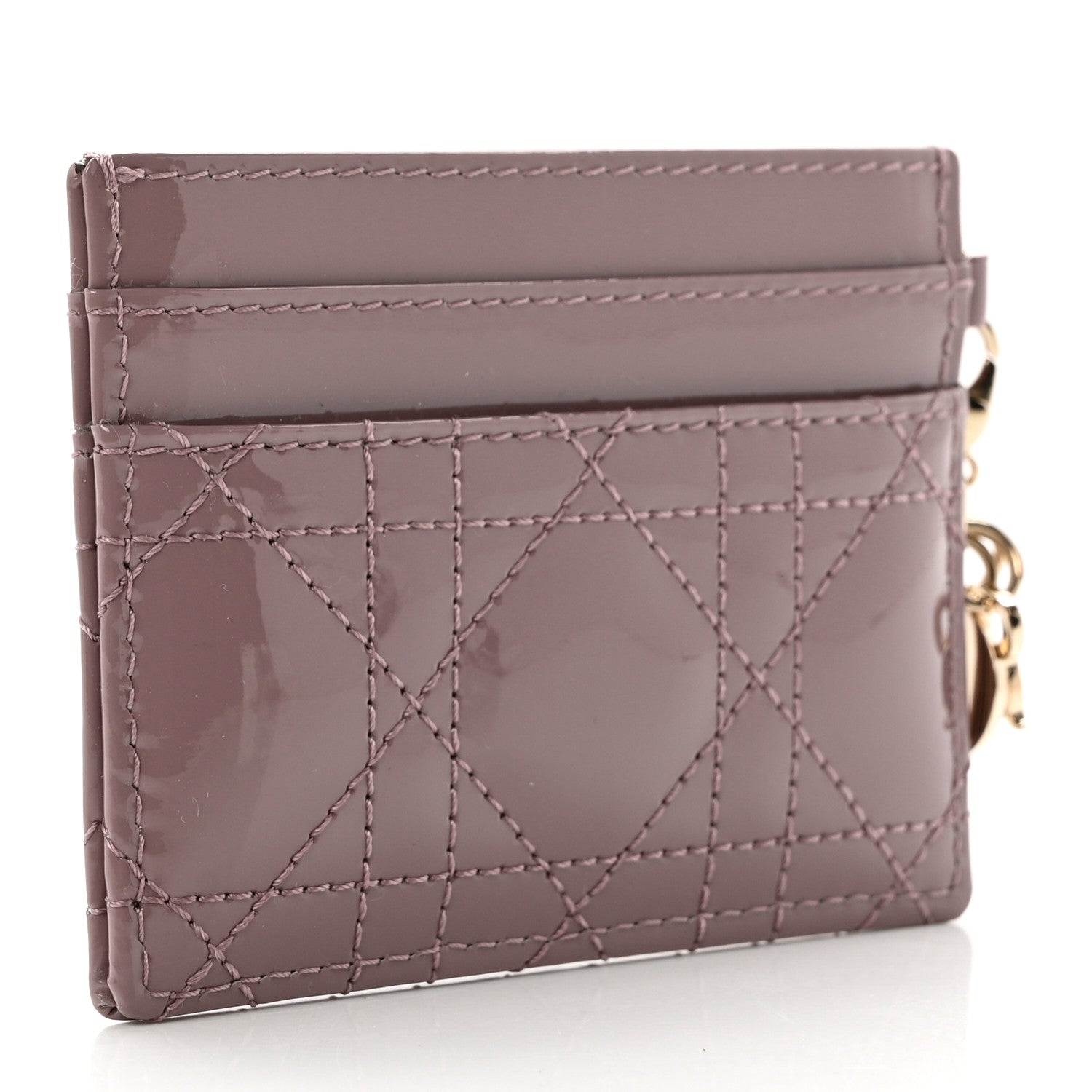 Christian Dior Patent Cannage Lady Dior Five-Slots Card Holder Pink Peony 3 of 7