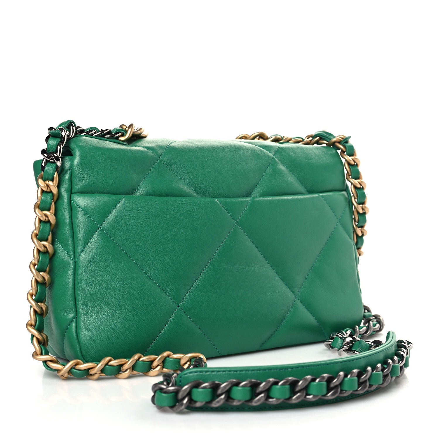 Chanel Lambskin Quilted Medium Chanel 19 Flap Green 3 of 10