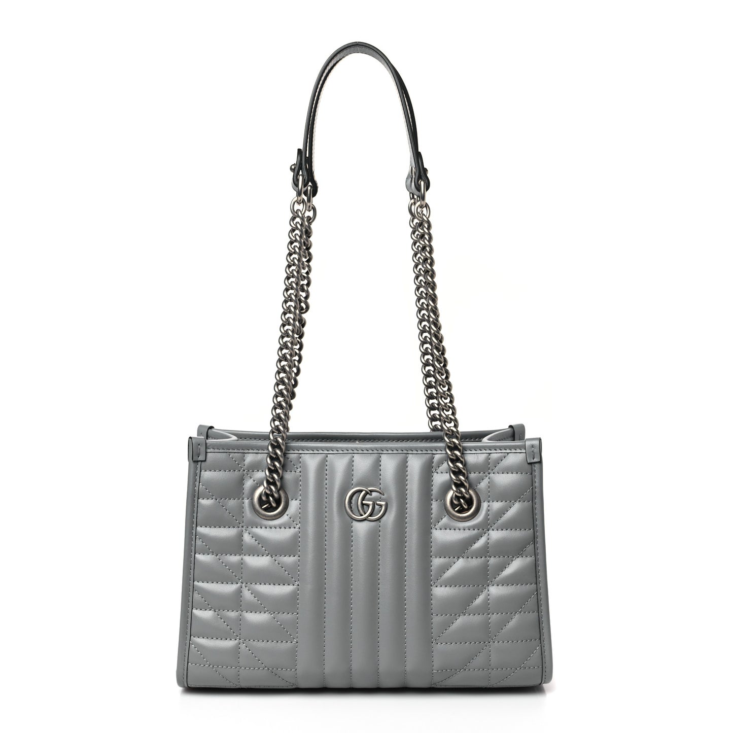 Calfskin Matelasse Aria Small GG Marmont Shoulder Tote Deep Grey