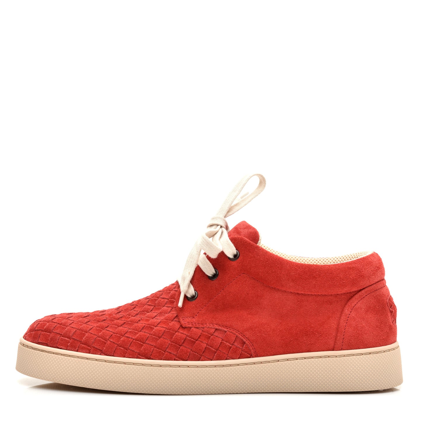 Suede Intrecciato Lace Up Sneakers 41 Red