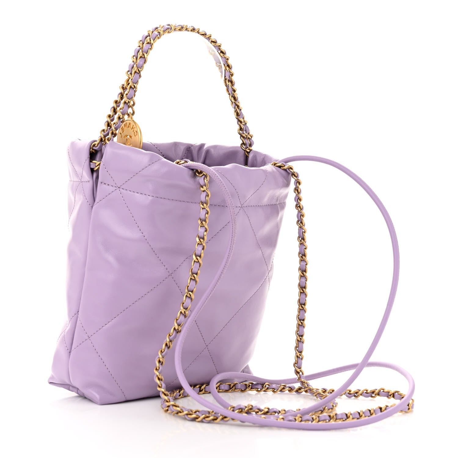 Chanel Shiny Calfskin Quilted Mini Chanel 22 Light Purple 3 of 10