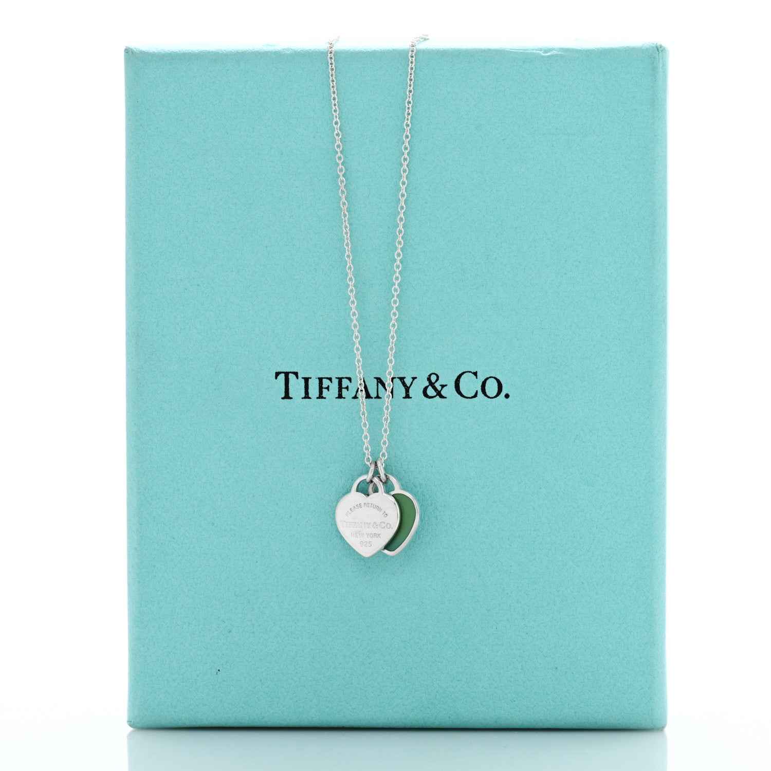 Tiffany Sterling Silver Enamel Return to Tiffany Double Mini Heart Tag Pendant Necklace Blue 5 of 5