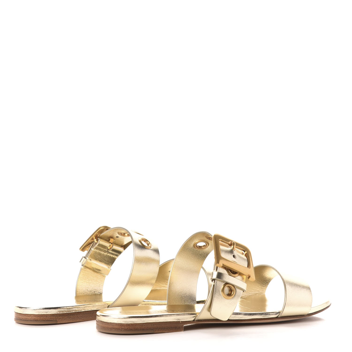 Christian Dior Laminated Calfskin D-Dior Slide Sandals 38 Pale Gold 4 of 8