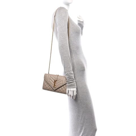 Grain De Poudre Textured Mixed Matelasse Triquilt Small Monogram Satchel Dark Beige