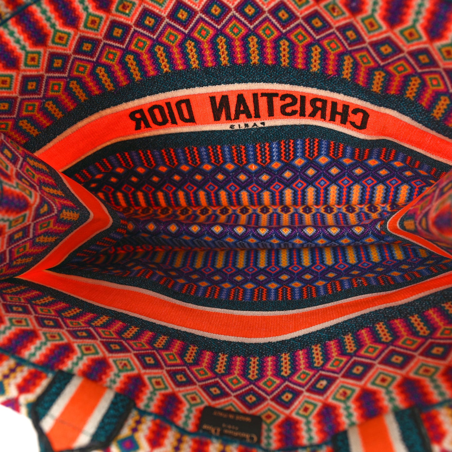 Canvas Embroidered Large Book Tote Orange Multicolor