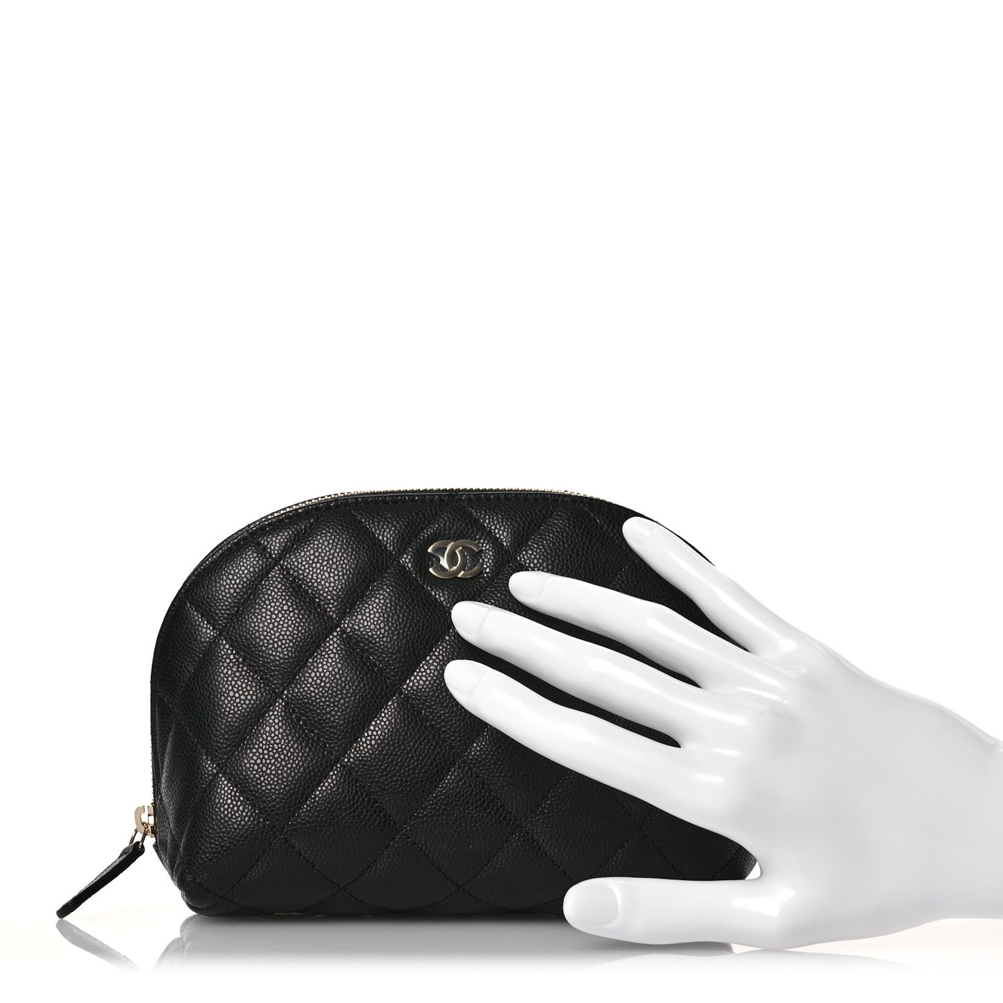 Caviar Quilted Small Cosmetic Case Black