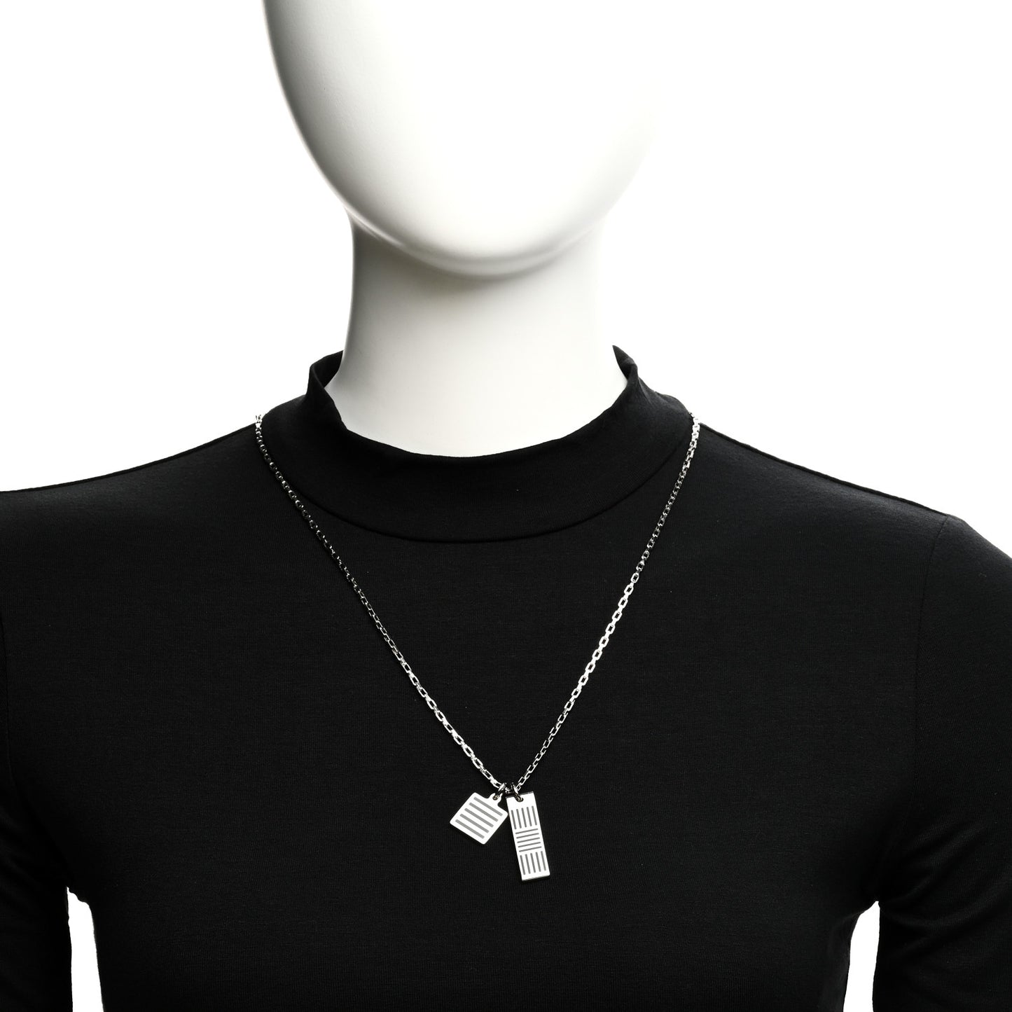 Collier Damier Colors Pendant Necklace Silver Black