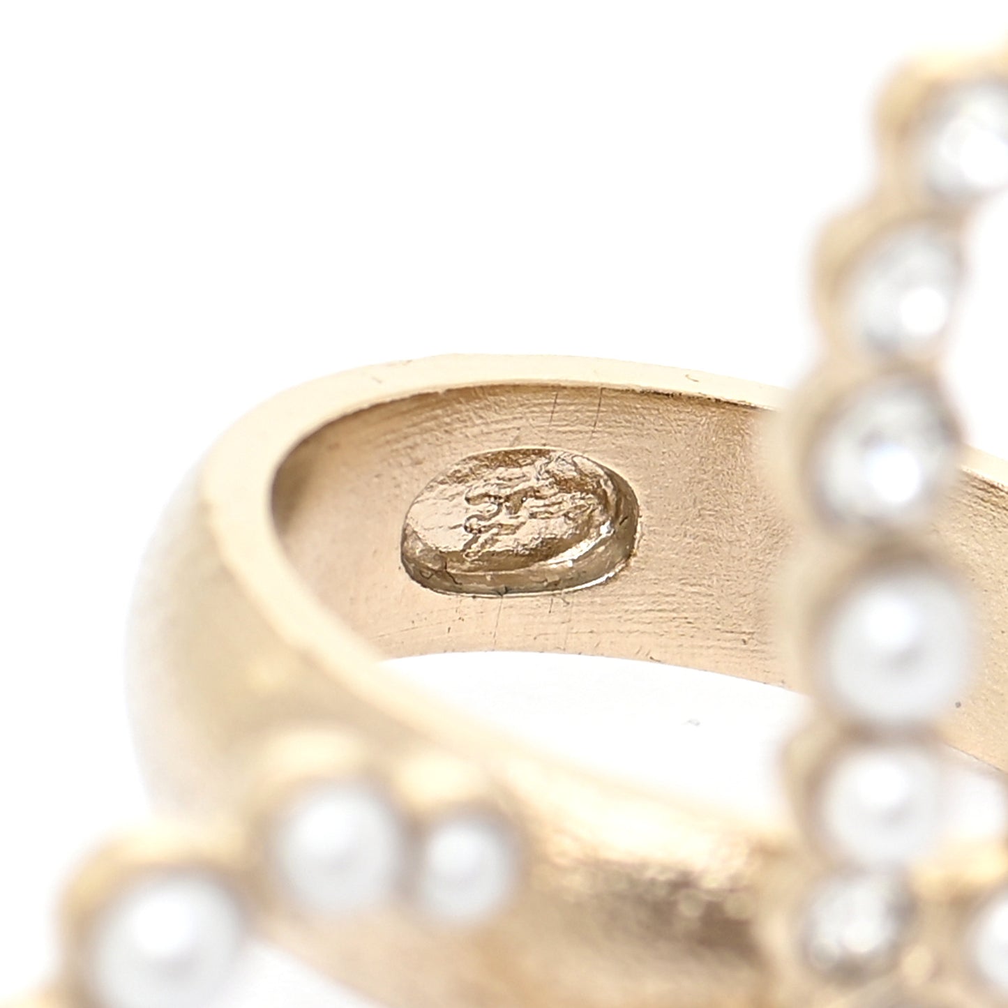 Crystal Pearl Cha-Nel Rings Set Gold