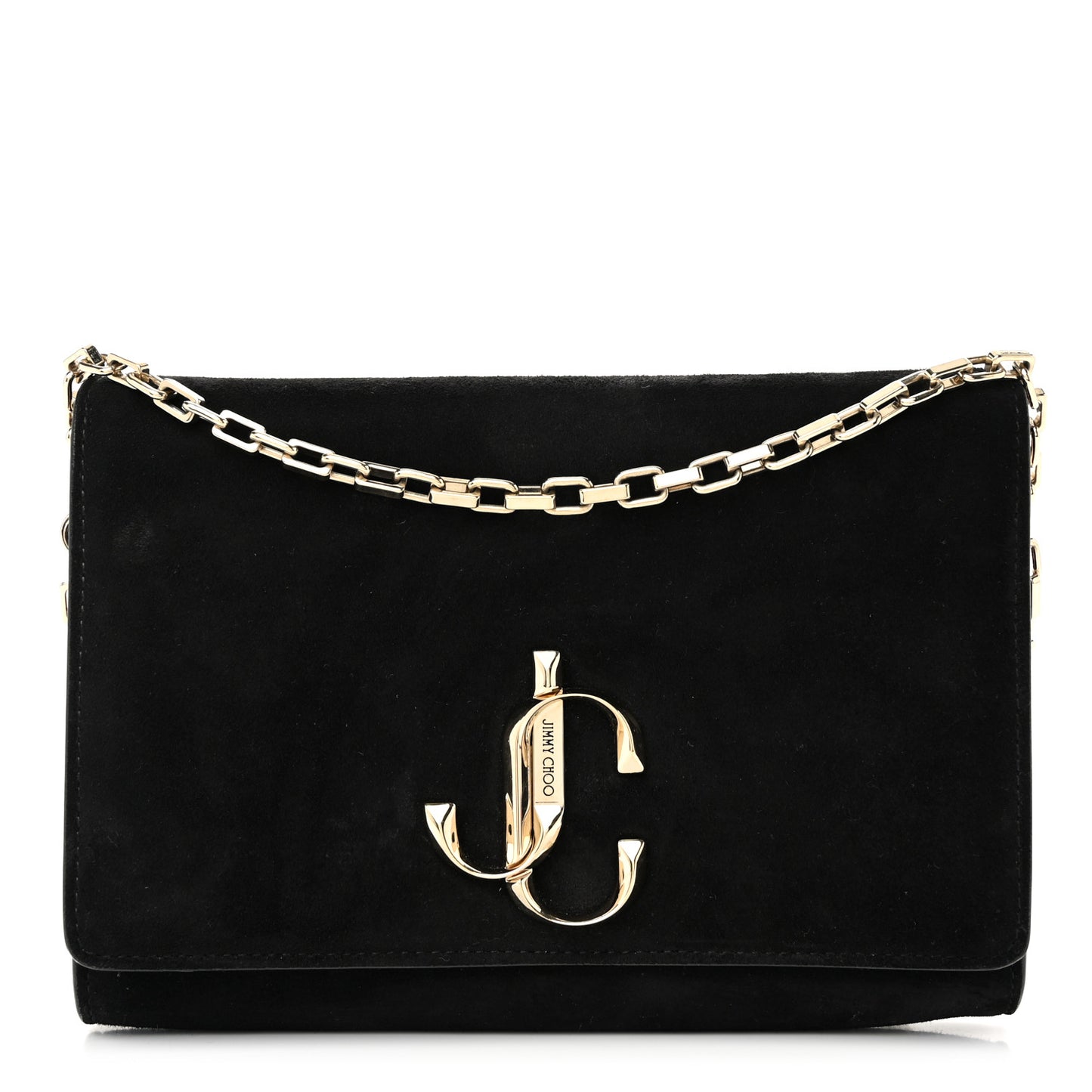 Suede Varenne Chain Clutch Black