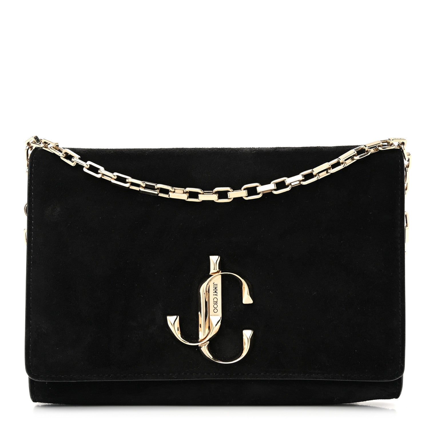 Jimmy Choo Suede Varenne Chain Clutch Black 1 of 11