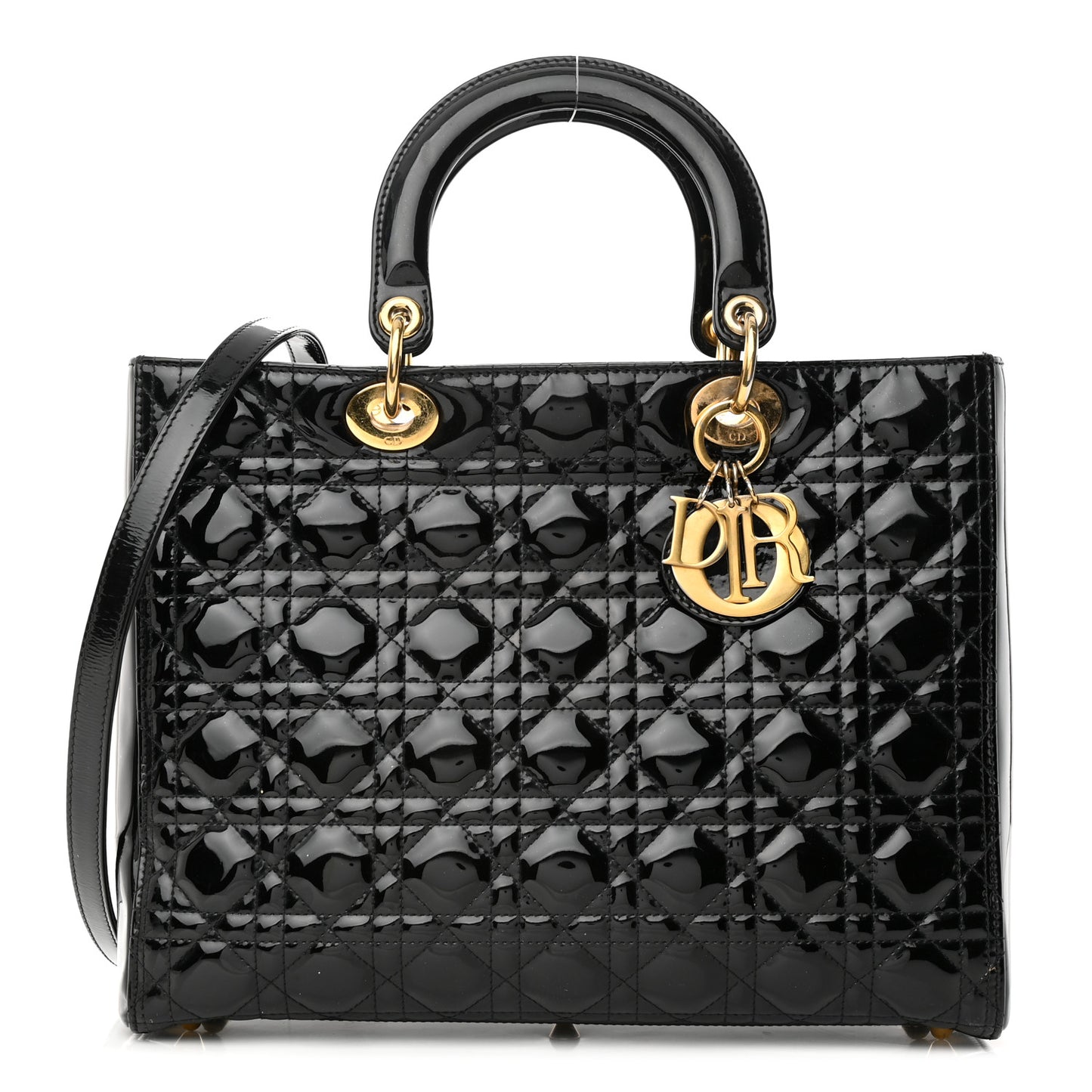 Patent Cannage Large Lady Dior Black