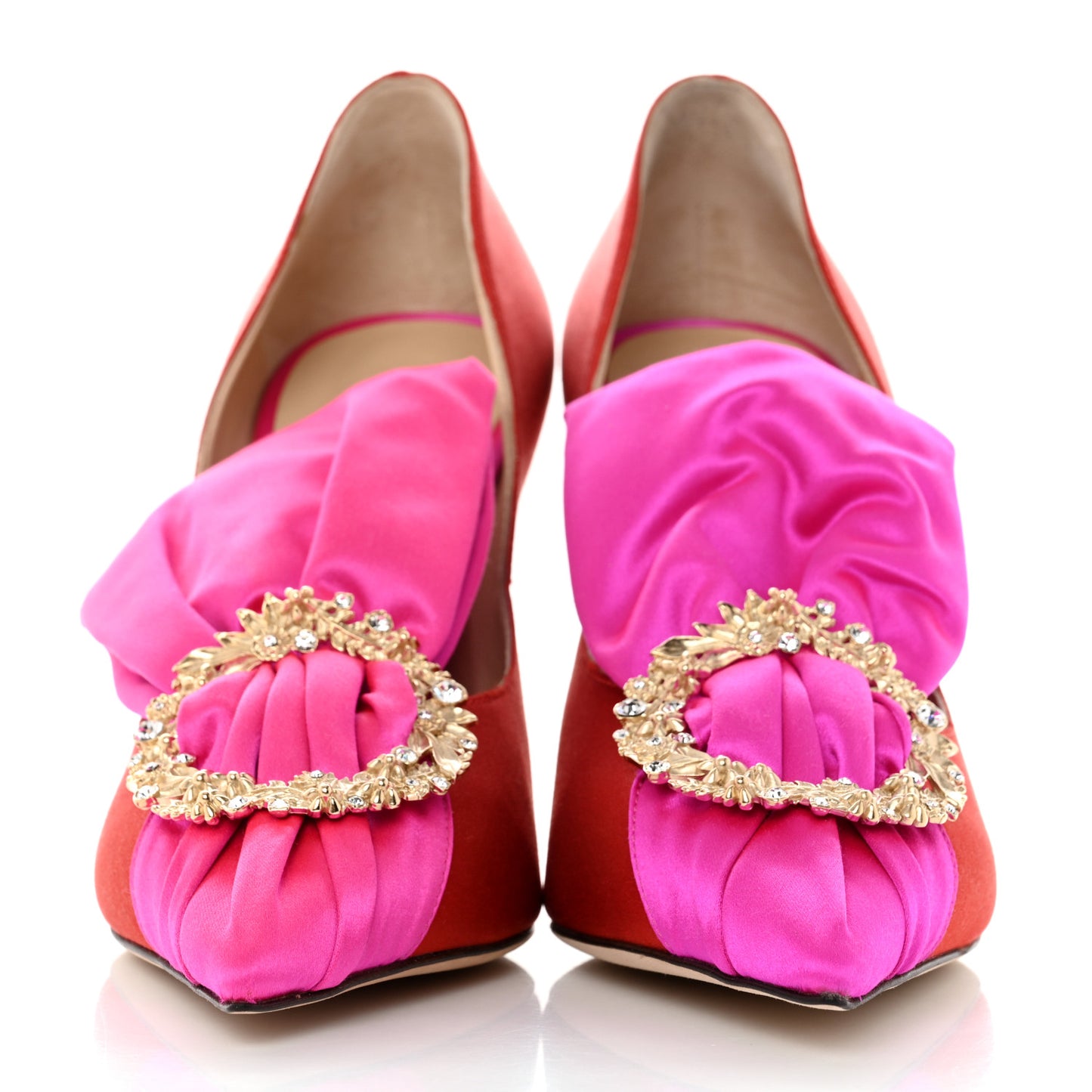 Satin Crystal Embellished Lyz 100 Pumps 36 Fuchsia Chilli