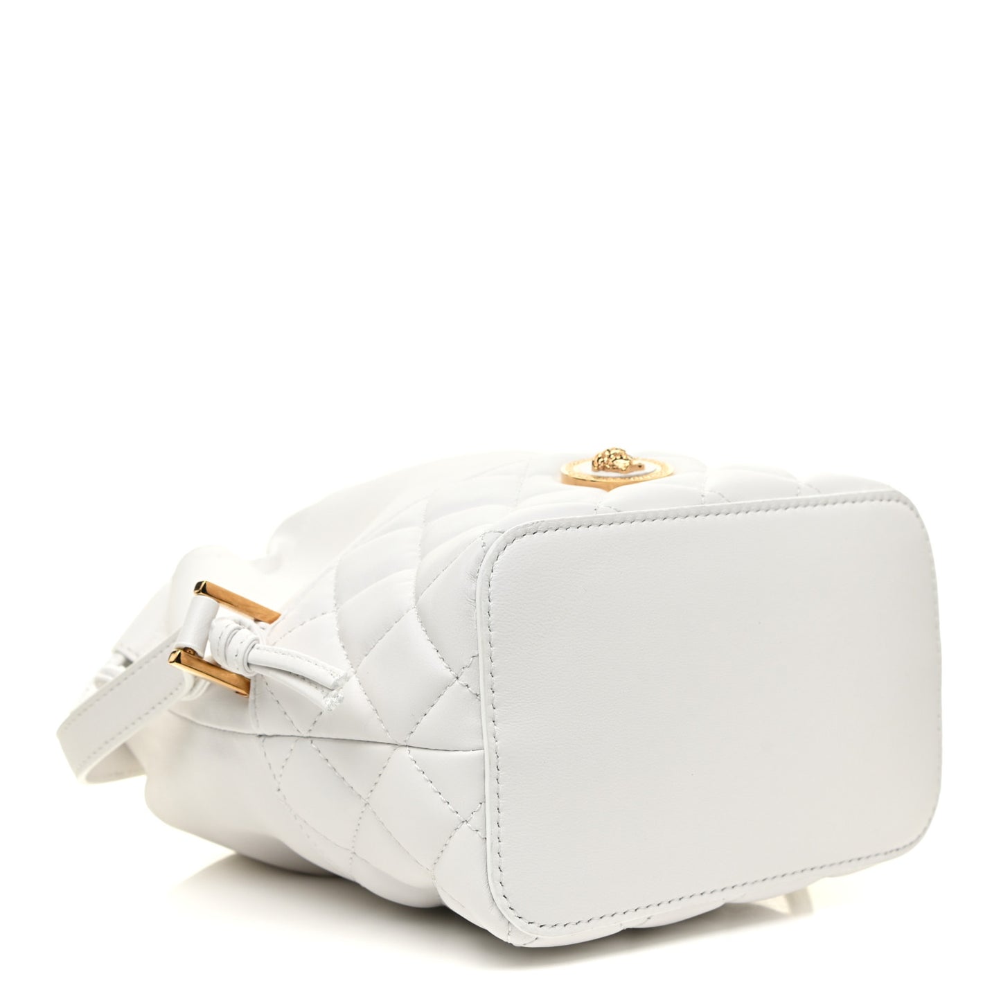 Nappa Quilted Medusa Bucket Bag White