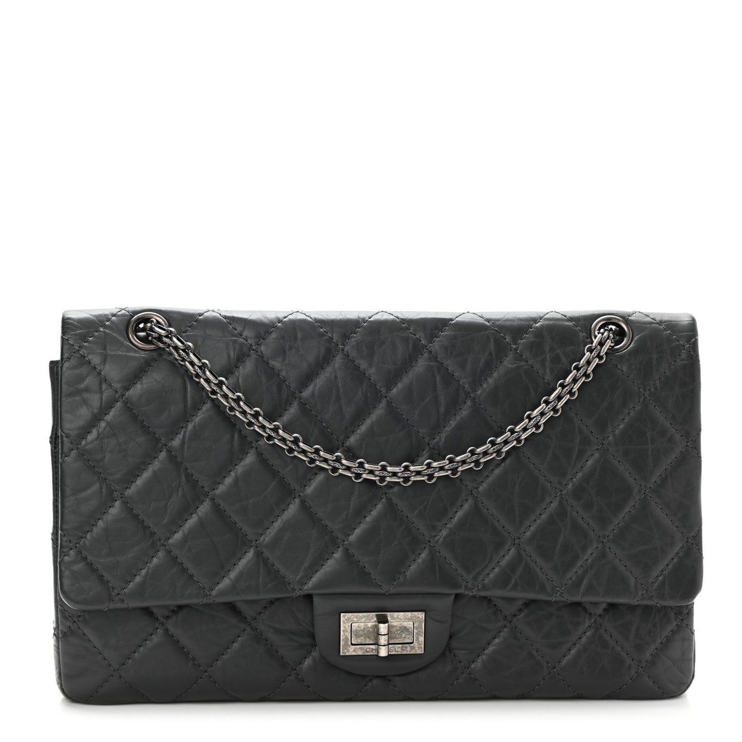 Aged Calfskin Quilted 2.55 Reissue 227 Flap Grey