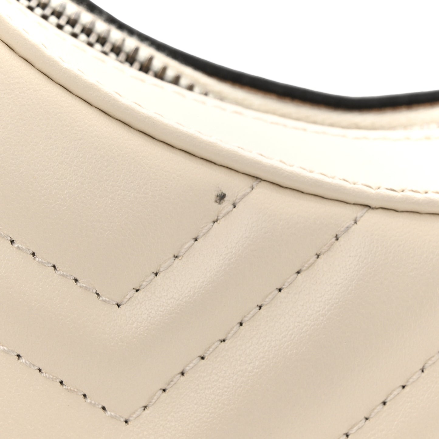 Calfskin Matelasse Chevron Mini GG Marmont Half Moon Hobo Mystic White