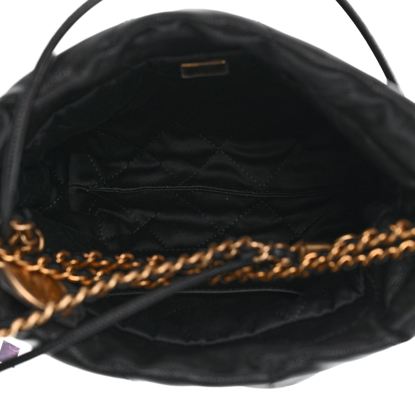 Shiny Caviar Quilted Monochrome Mini Chanel 22 Black