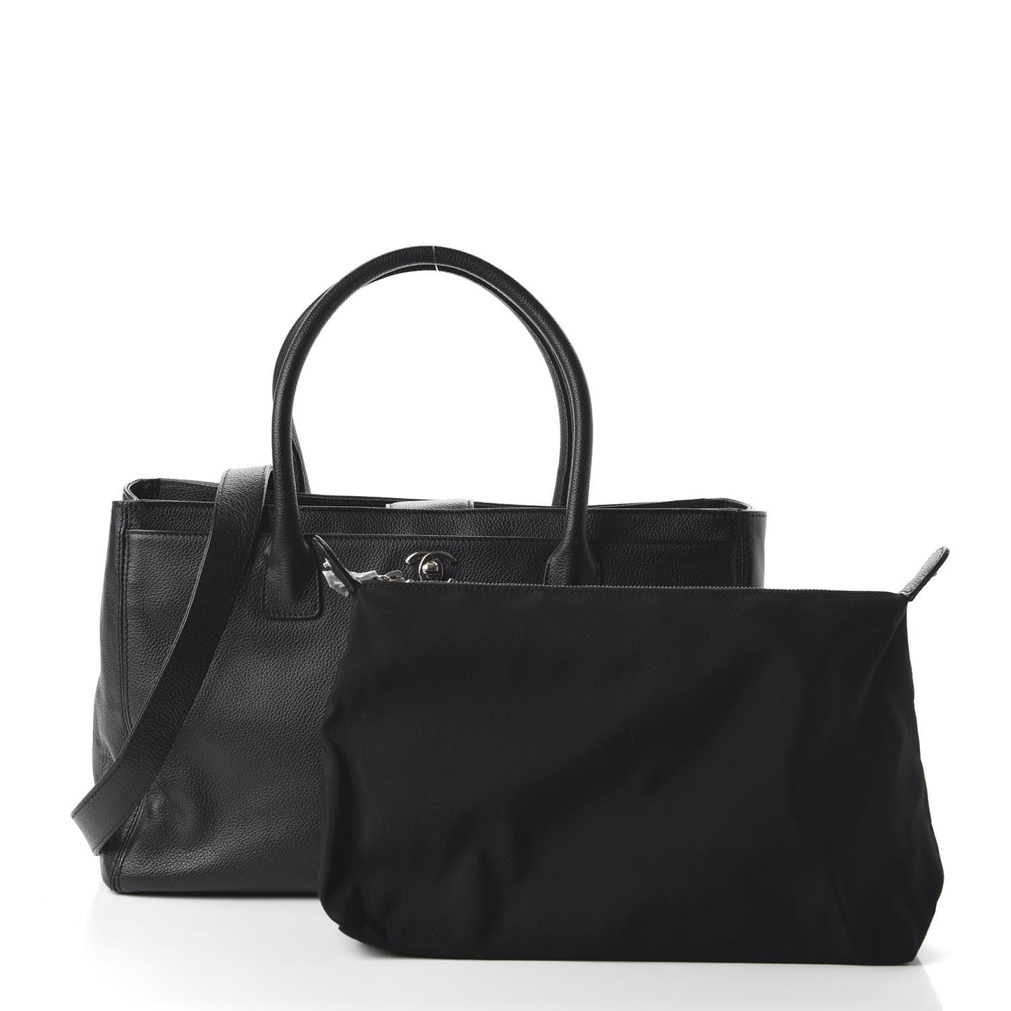 Calfskin Cerf Executive Shopper Tote Black