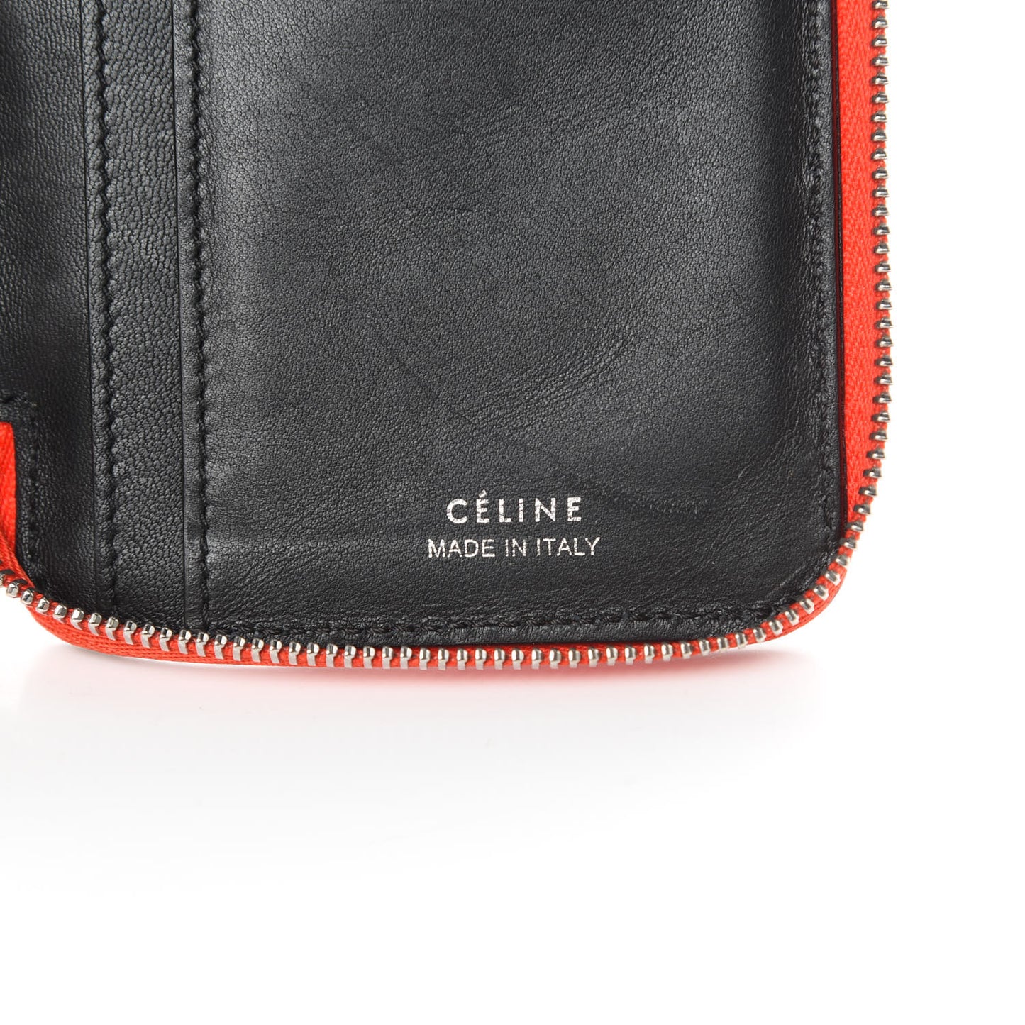 Drummed Calfskin Zip Around Multifunction Wallet Coral