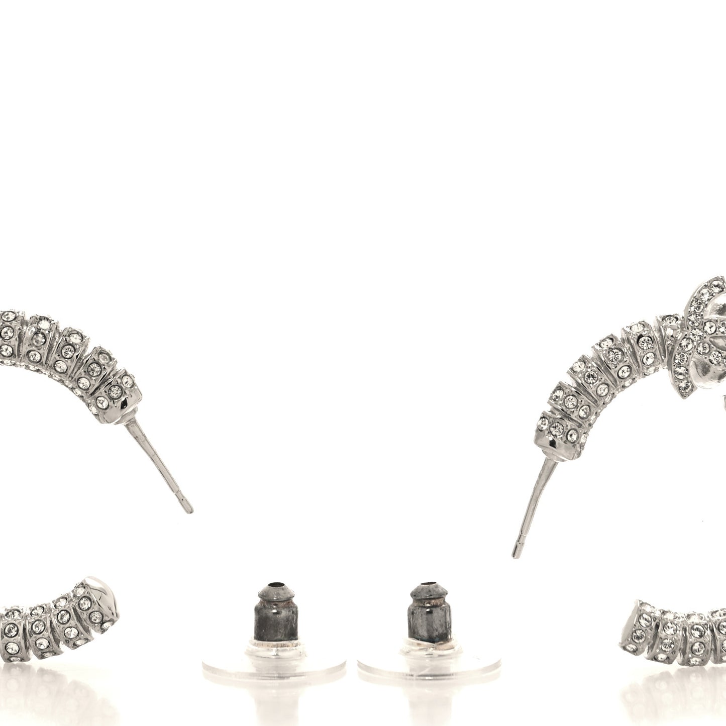 Crystal CC Hoop Earrings Silver
