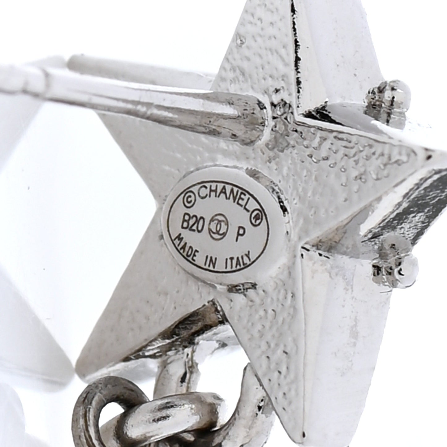 Crystal Pearl CC Star Drop Earrings Silver