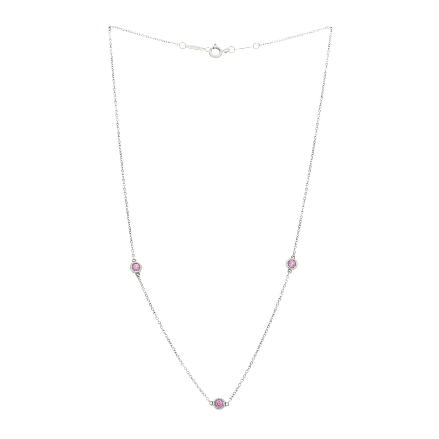 Sterling Silver Pink Sapphire Elsa Peretti Color By The Yard 3 Station Necklace