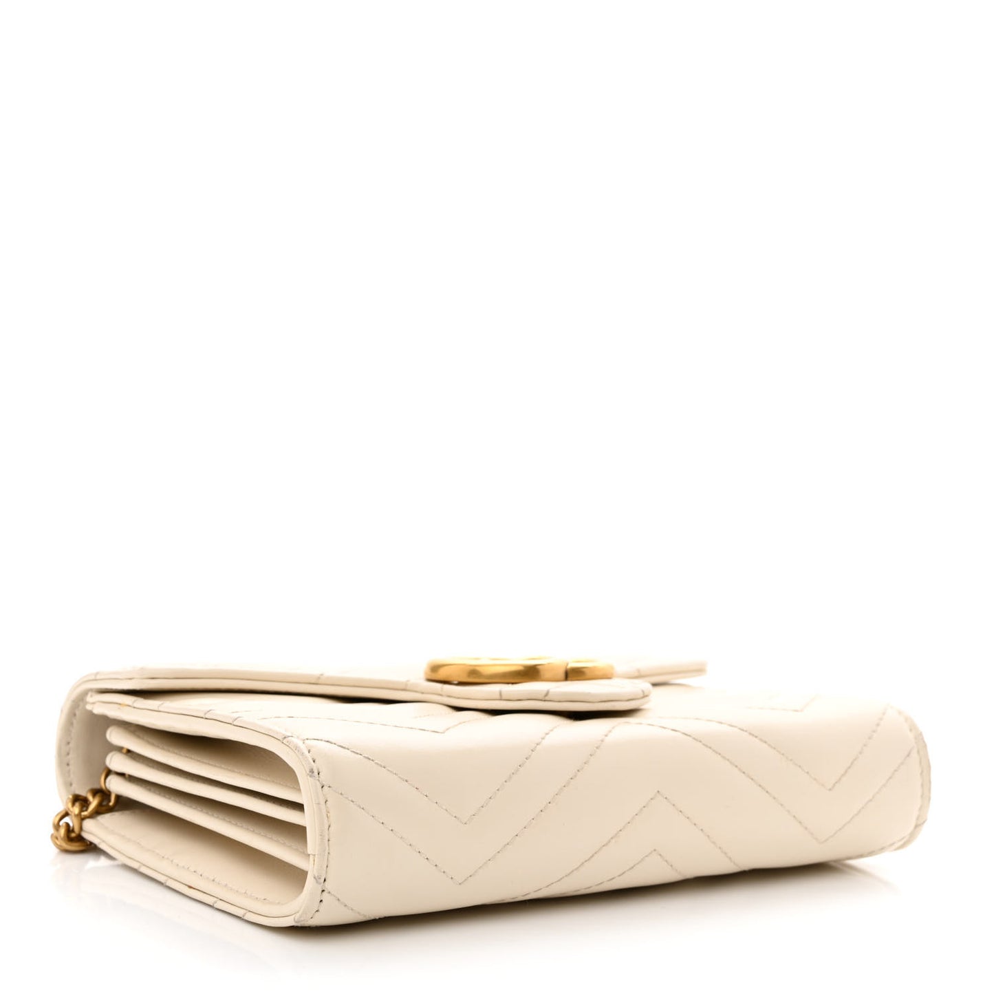 Calfskin Matelasse GG Marmont Chain Wallet Mystic White