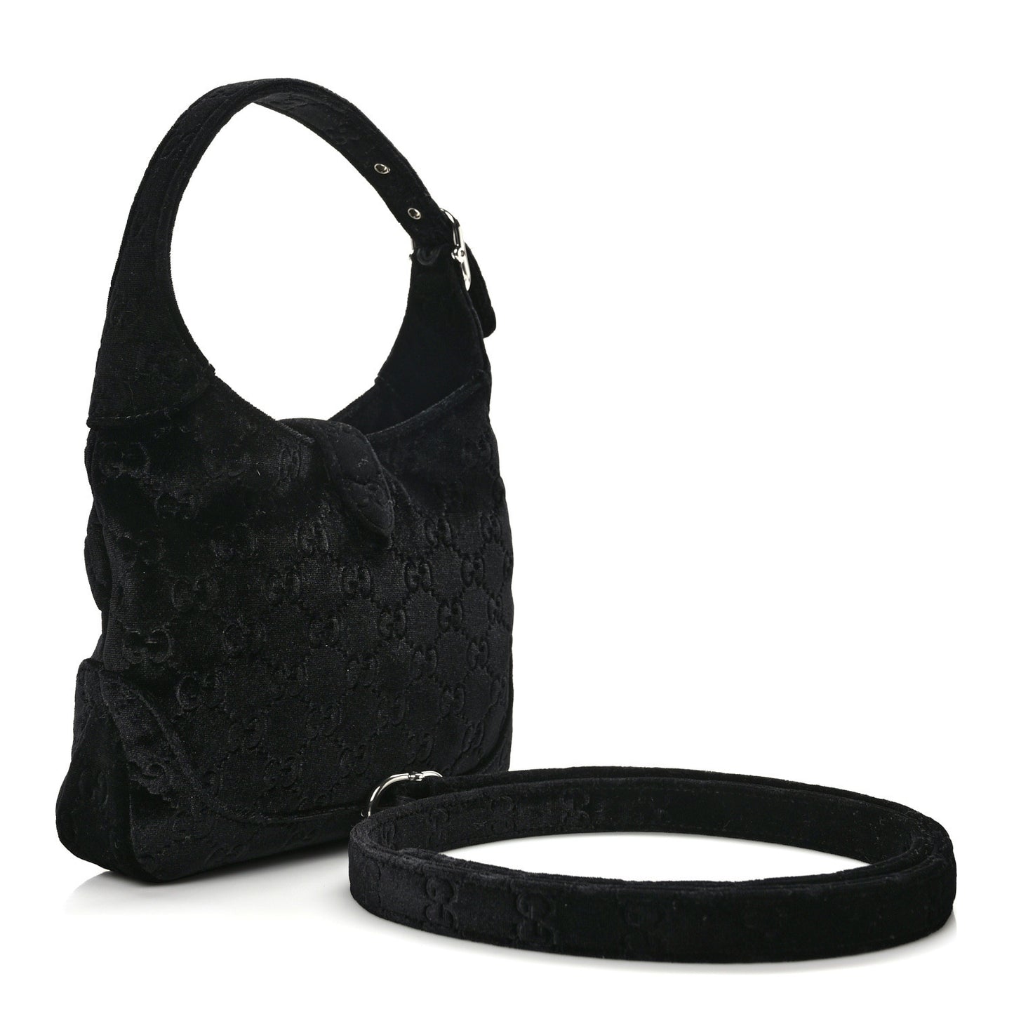 New Velvet Ashmir GG Monogram Small Jackie 1961 Hobo Black