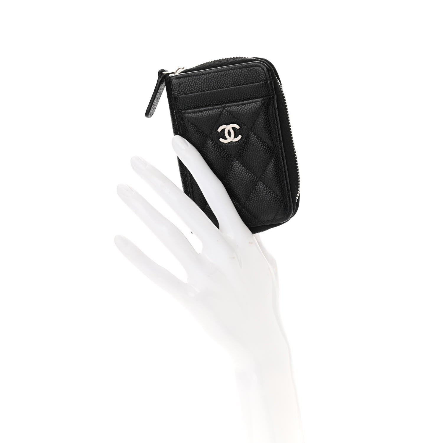 Chanel Caviar Quilted Zip Card Holder Black 2 of 7