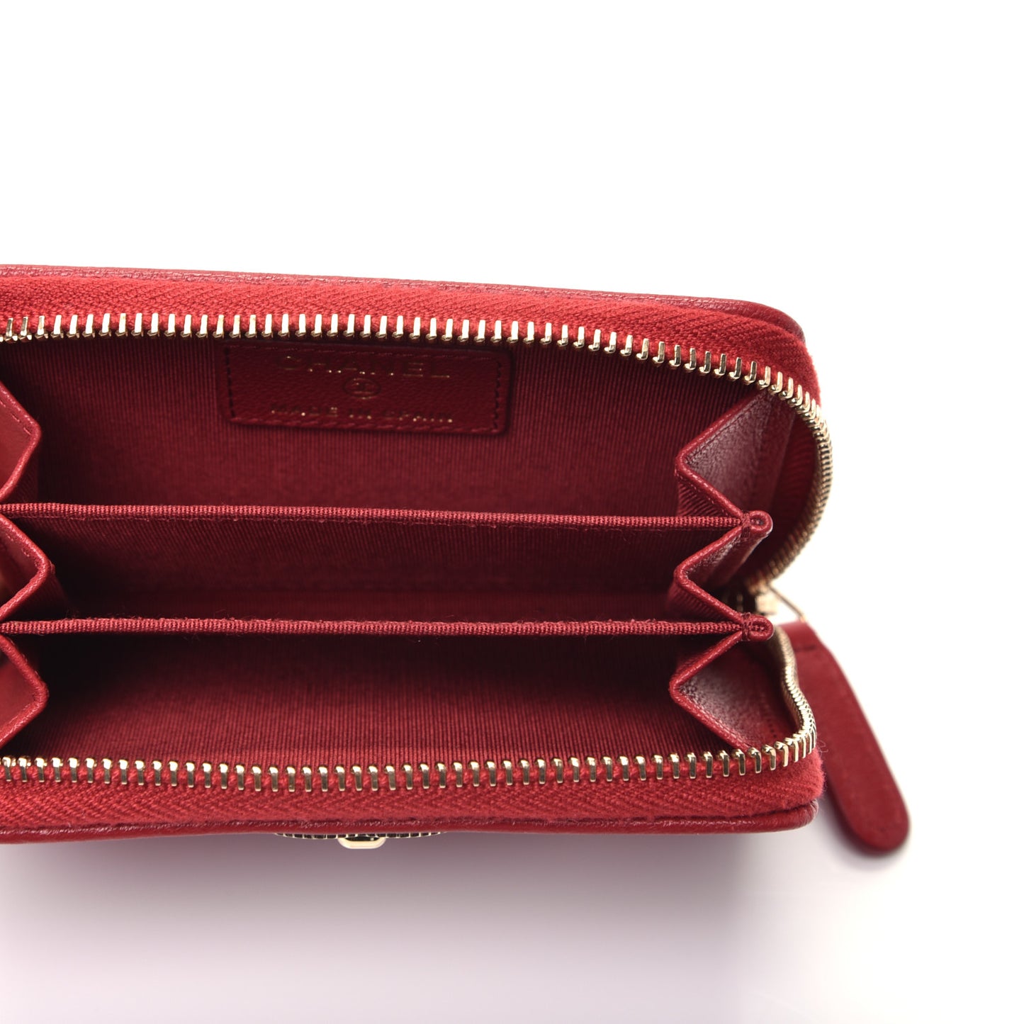 Sheepskin Quilted Mademoiselle Vintage Zip Coin Purse Red