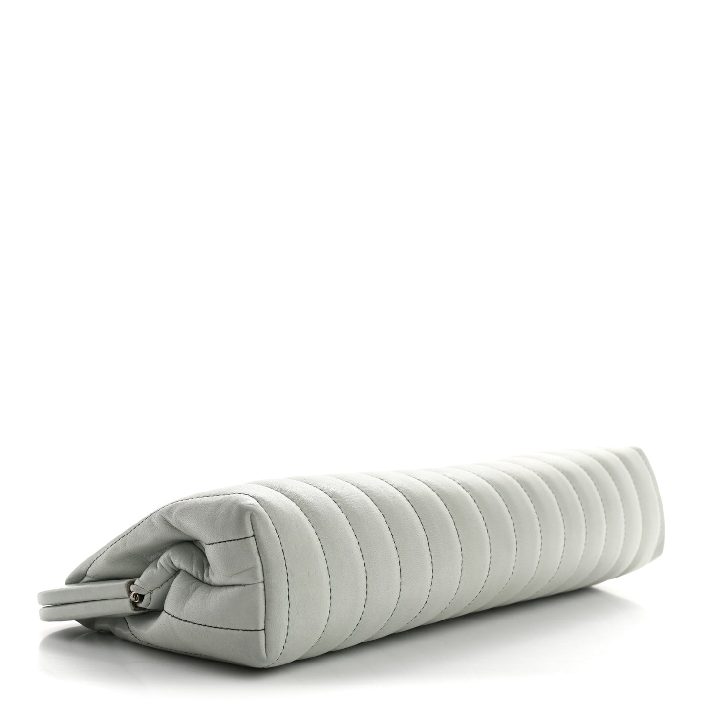 Lambskin Vertical Quilted Mademoiselle Clutch Light Green