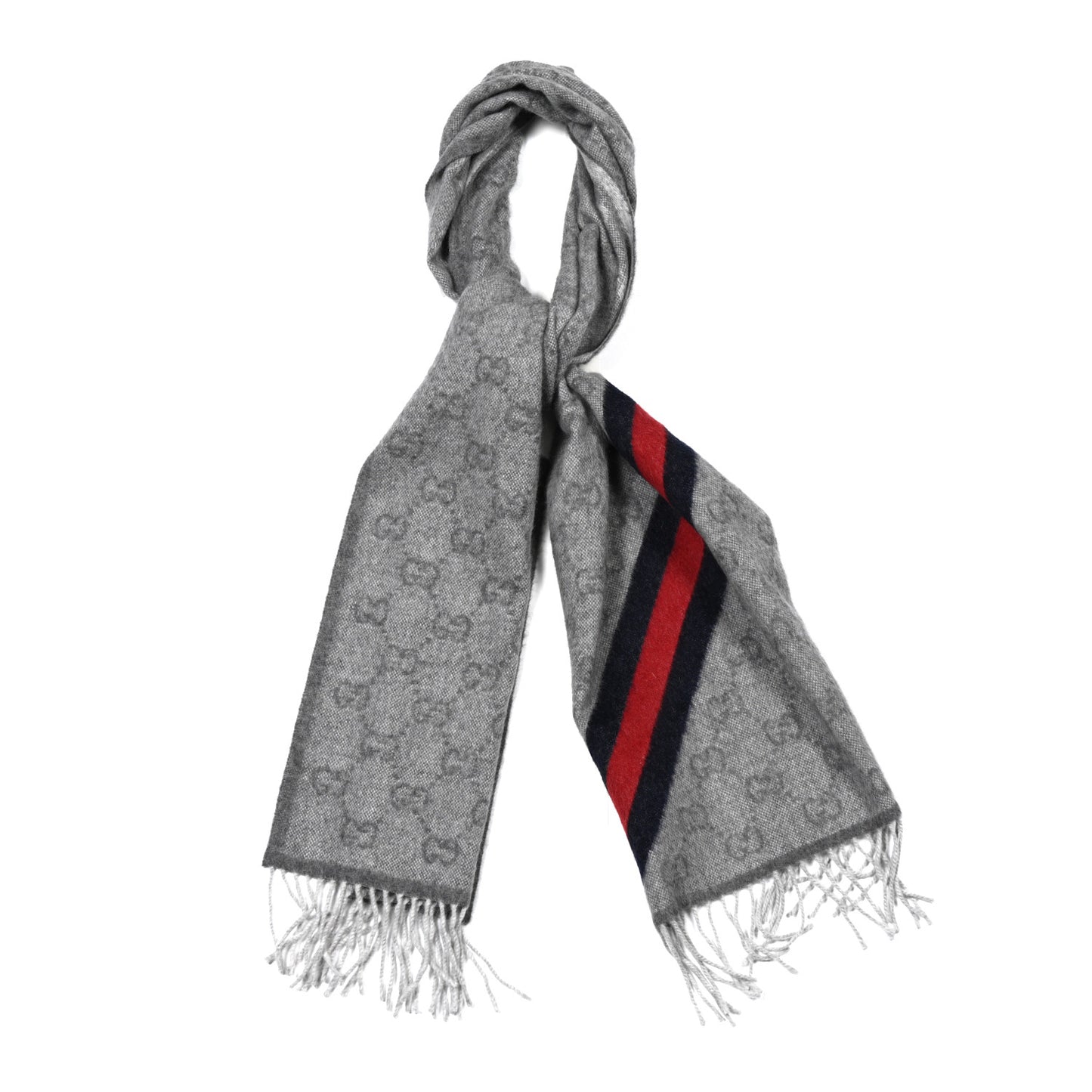 Wool Angora Monogram Web New Nikky Scarf Zinc Blue