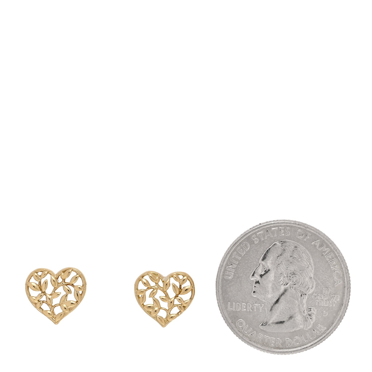 Tiffany 18K Yellow Gold Paloma Picasso Olive Leaf Heart Earrings 2 of 5