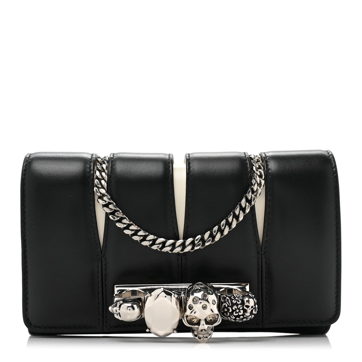 Calfskin Small Slash Bag Black White