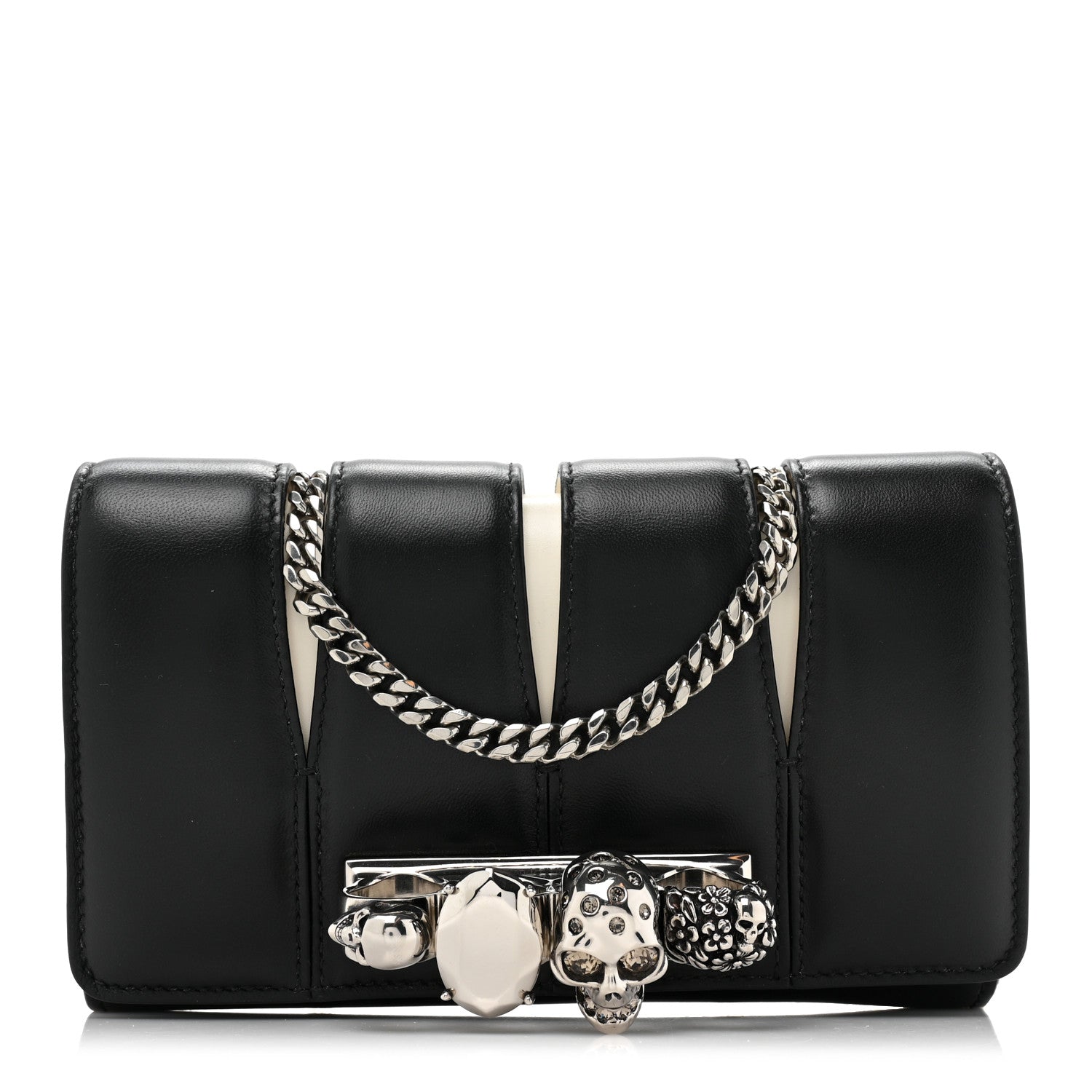 Alexander McQueen Calfskin Small Slash Bag Black White 1 of 11