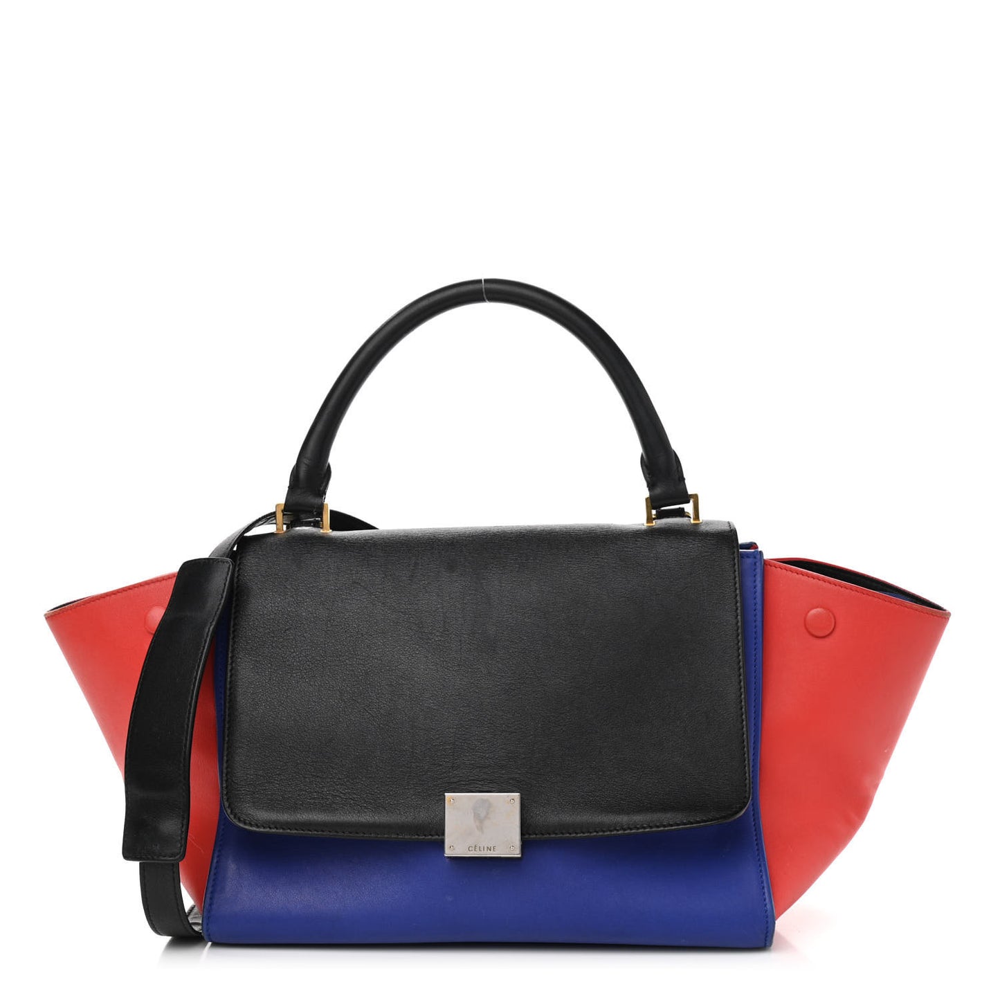 Smooth Calfskin Medium Tri-Color Trapeze Black